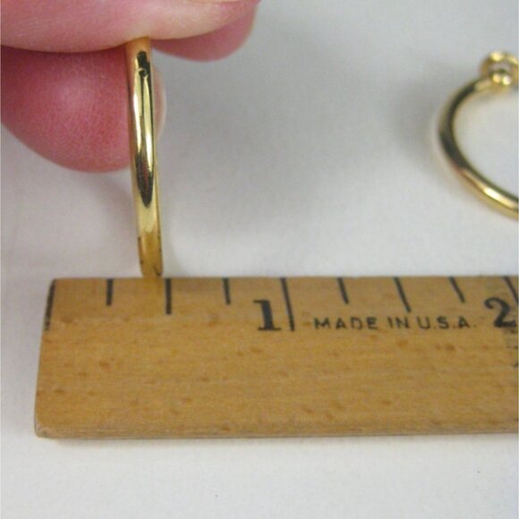 Small Gold Tone Classic Round Hoop Clip On Earrings Hinged - Picture 4 of 7